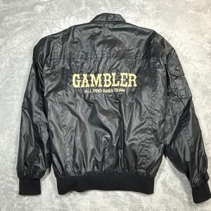 Vintage Upstream Gambler All Pro Bass Team Bomber Jacket‎ Small Black